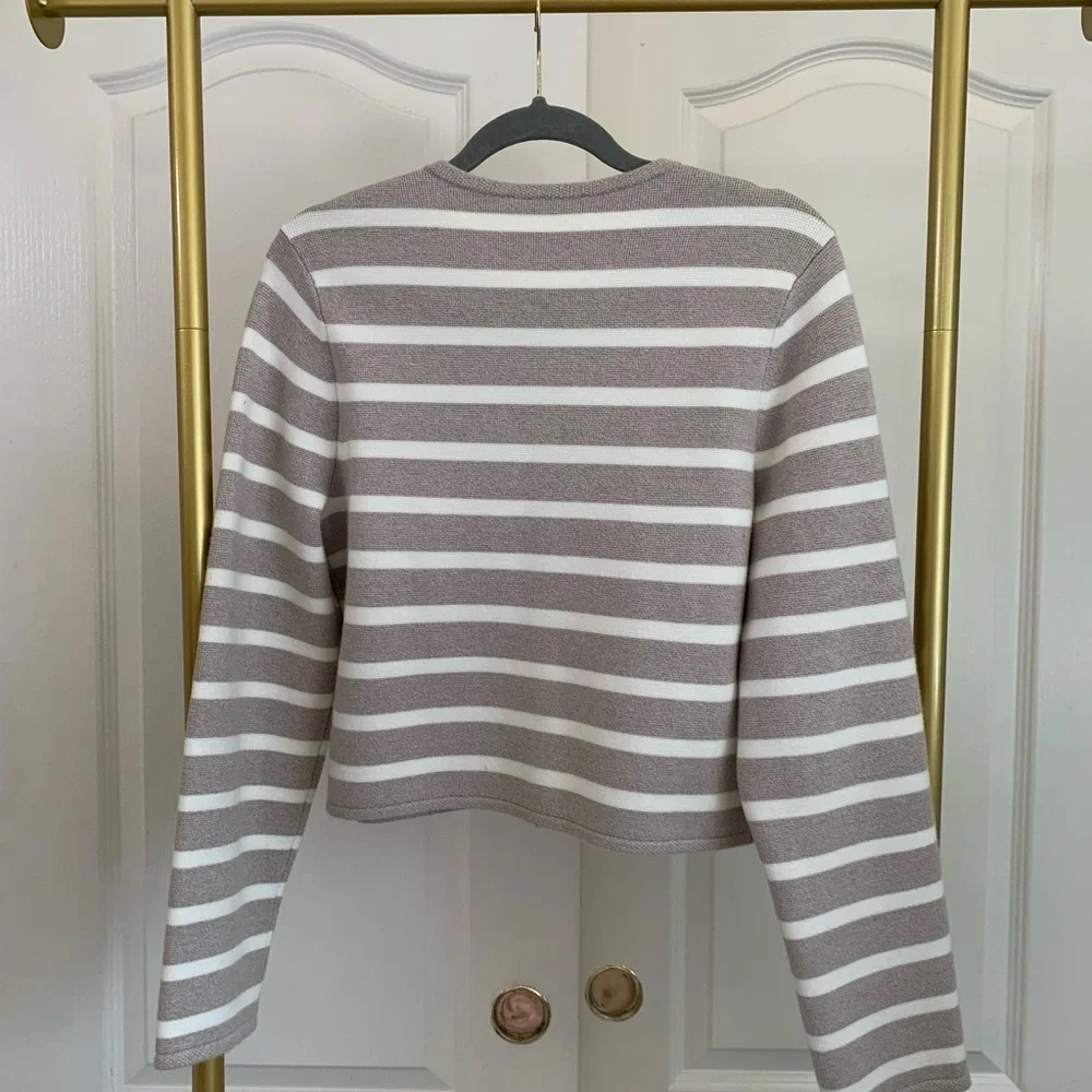 Abercrombie & Fitch Taupe and White Striped Cardigan - Picture 2 of 5